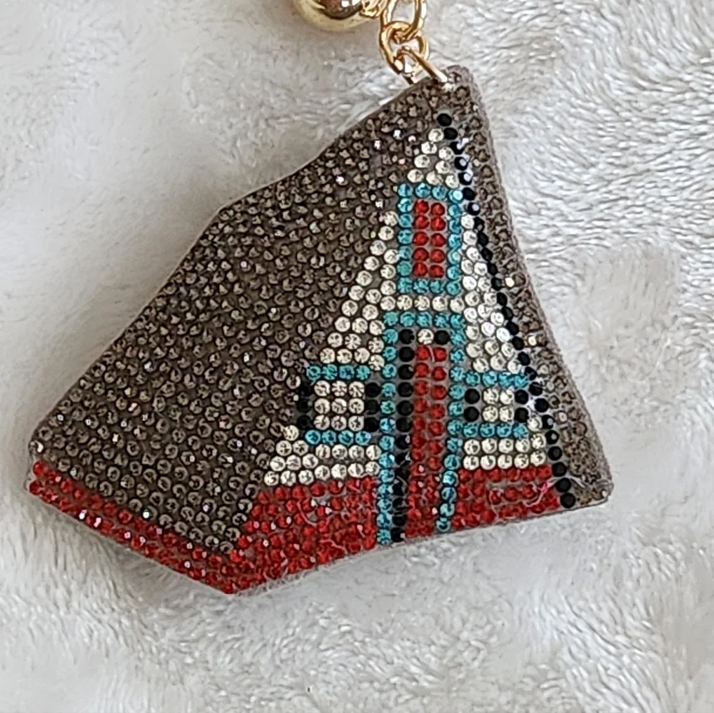 Camping Tent Rhinestone Keychain Bag Charm